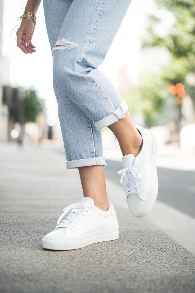 Crisp White Sneakers for Everyday Outfits