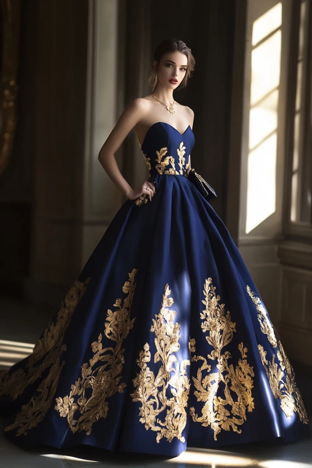 Stunning Blue and Gold Pairings for Party Dresses