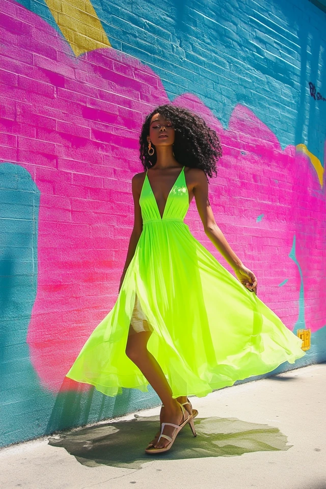 Bold Neon Colors in Summer Dresses to Make a Statement