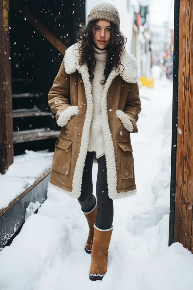 Shearling-Lined Boots for Snowy Weather Style