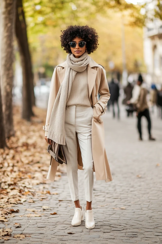 Neutral Trench Coats for Transitional Weather