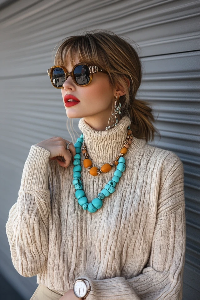 How to Style Bold Color Jewelry with Neutral Outfits