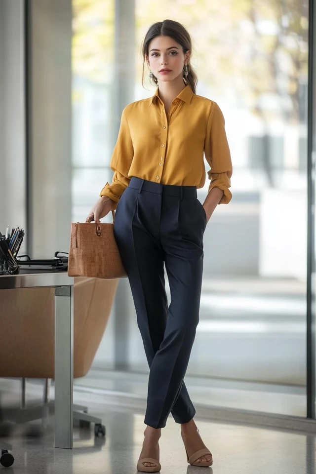 Navy and Mustard Color Pairings for Workwear Trousers