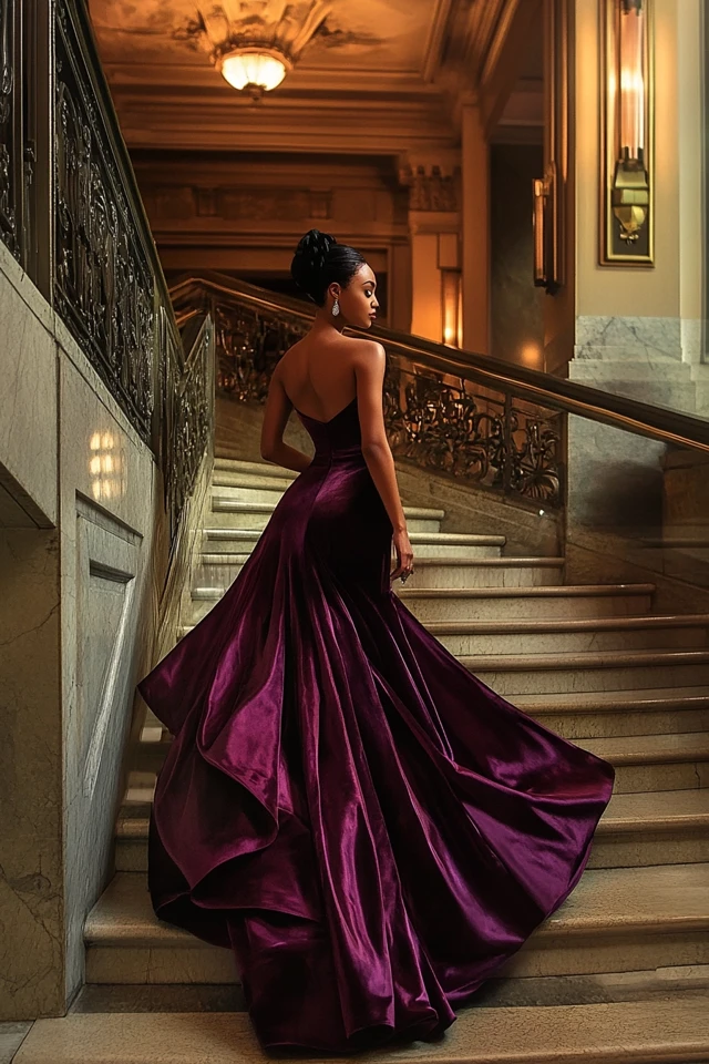 The Perfect Pairing of Velvet and Satin in Evening Gowns