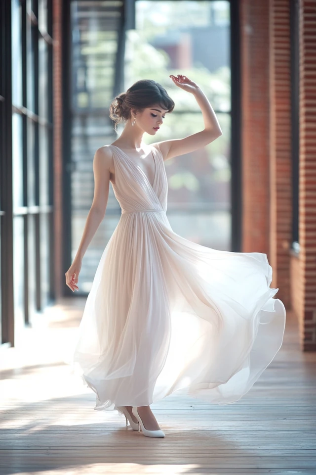 The Beauty of Satin and Tulle in Romantic Dresses