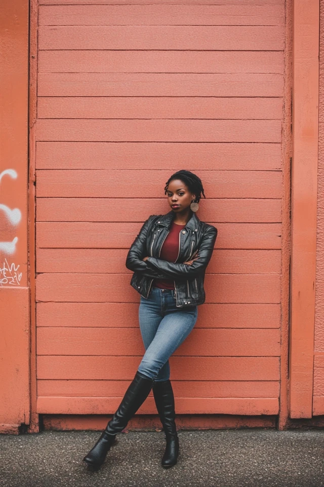 Leather Jackets Paired with Denim for Fall Staples