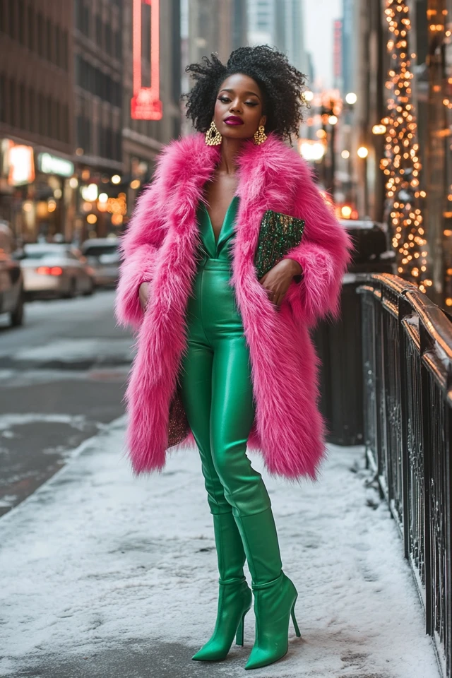 Faux Fur Coats in Vibrant Hues for Winter Glam