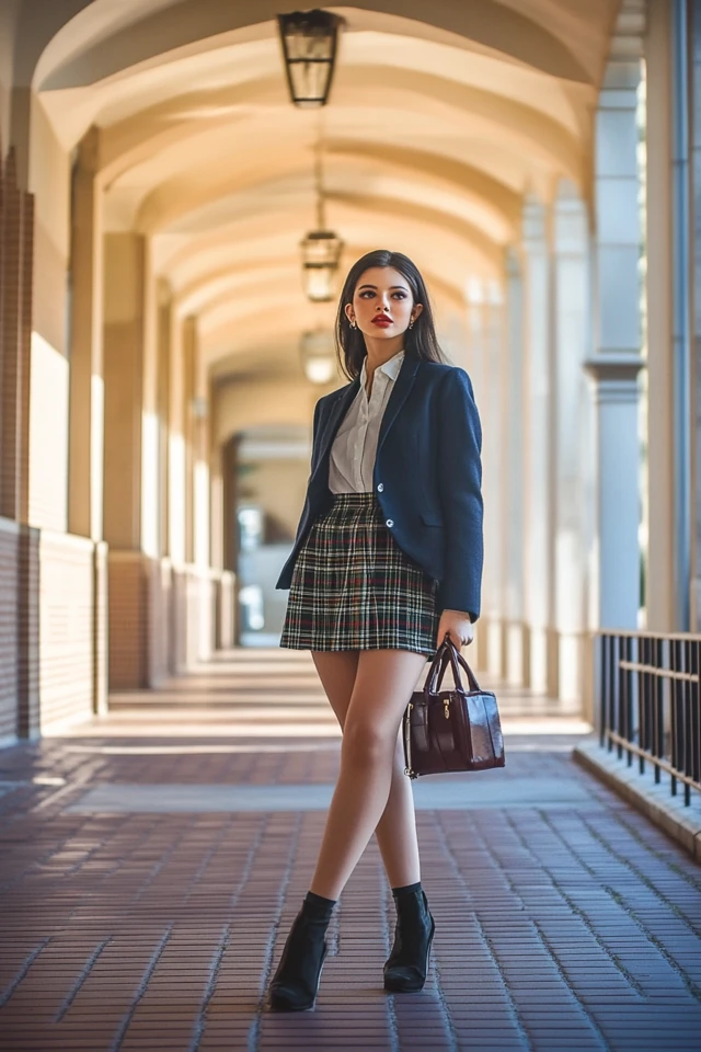 Preppy Plaid Skirts and Blazers for Back-to-School Vibes