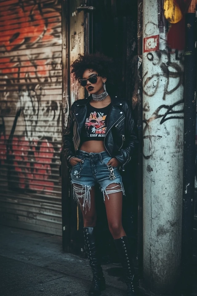 Edgy Concert Looks with Leather and Denim