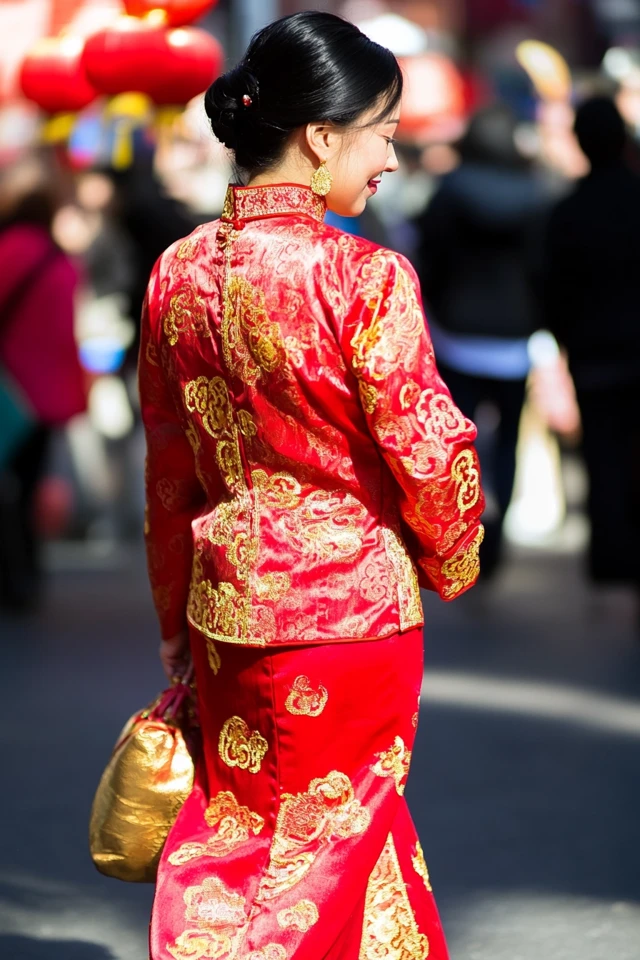 Chinese New Year Attire: Traditional Red and Gold Styles