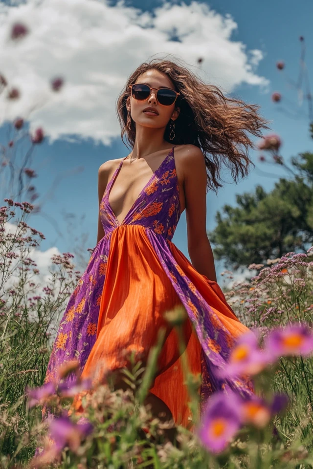 Playful Orange and Purple Color Combinations for Sundresses