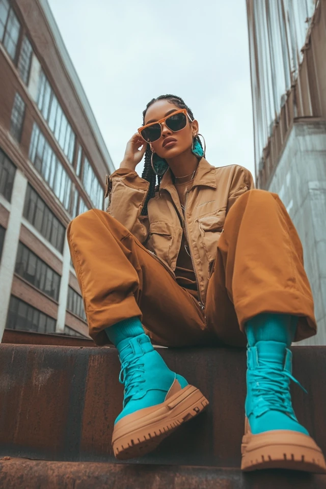 Mixing Brown and Aqua in Unique Streetwear Outfits