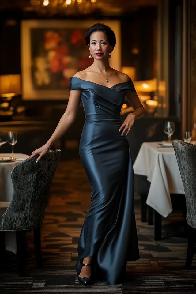 Elegant Anniversary Dinner Looks with Satin Dresses