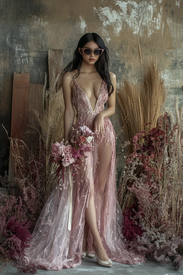 Champagne and Mauve Combinations for Elegant Gowns