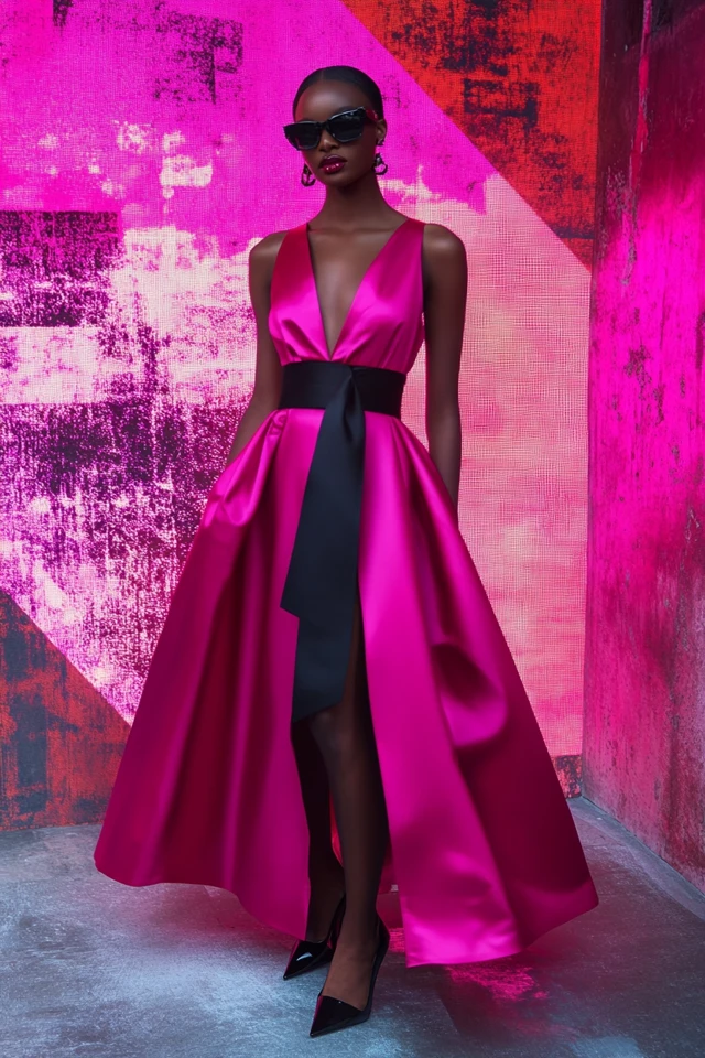 Vibrant Fuchsia and Black Pairings for Night Out Dresses