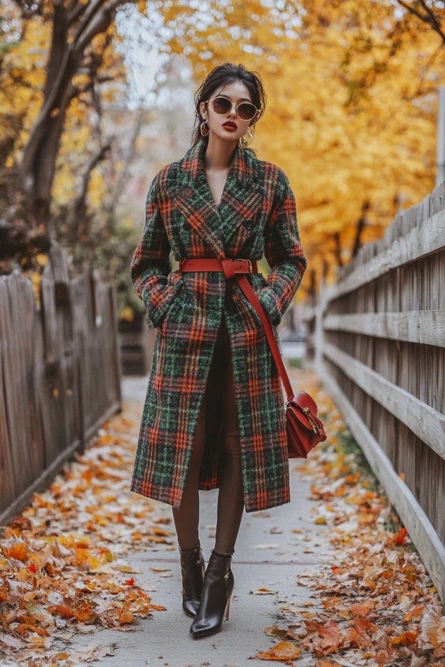 Statement Coats with Plaid Patterns for Fall Warmth