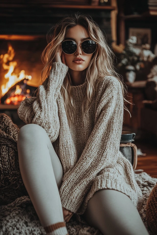 Cozy Fireside Lounge Outfits with Knitwear