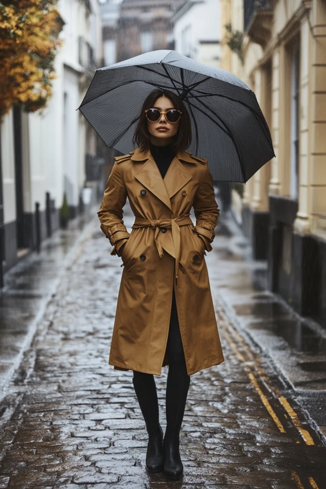 Water-Resistant Trench Coats for Drizzly Walks