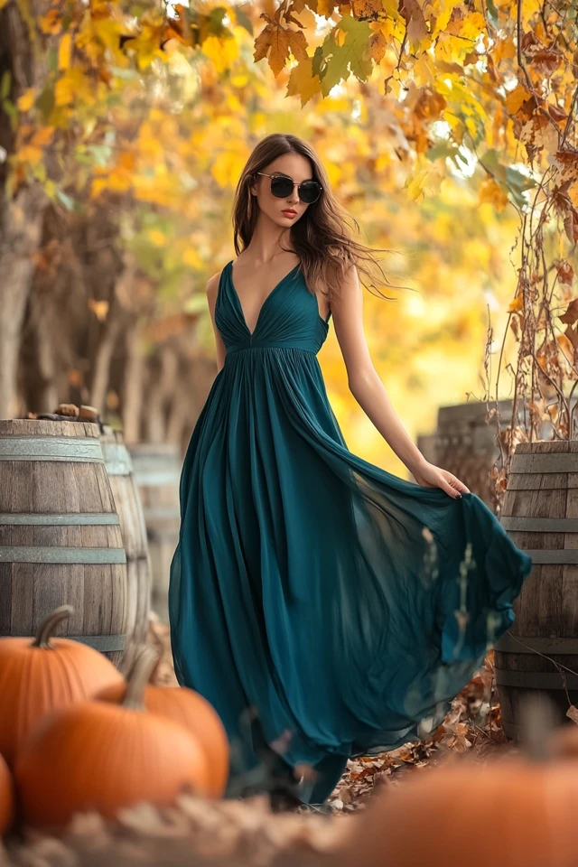 Rich Teal Dresses for Fall Harvest Festivals: A Vibrant and Seasonal Choice