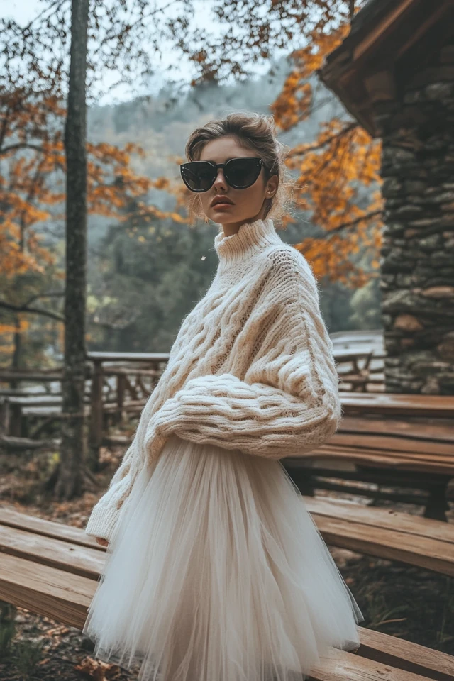 How to Layer Chunky Knits with Tulle Skirts: A Perfect Blend of Cozy and Chic