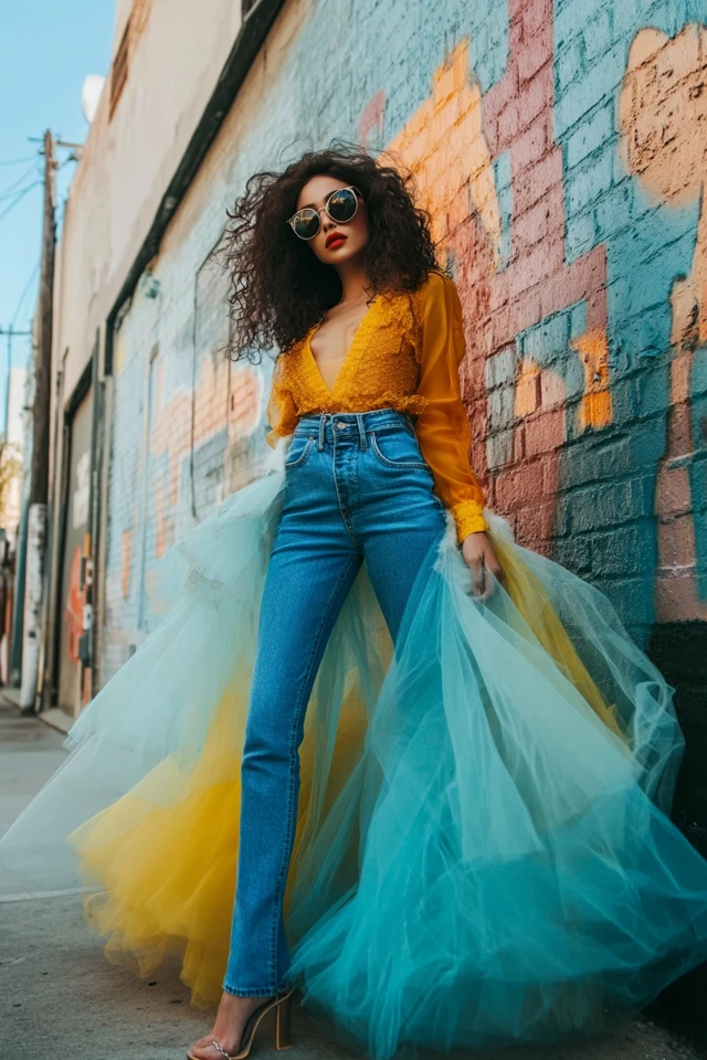 Denim and Tulle in Unique Everyday Outfits