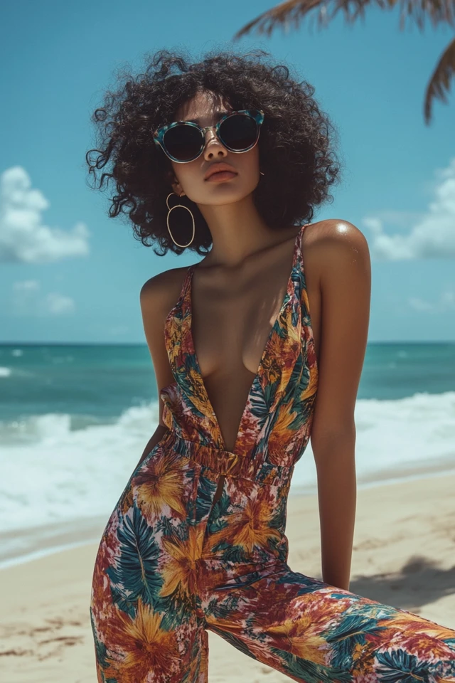 Wide-Leg Jumpsuits in Tropical Prints for Summer Getaways