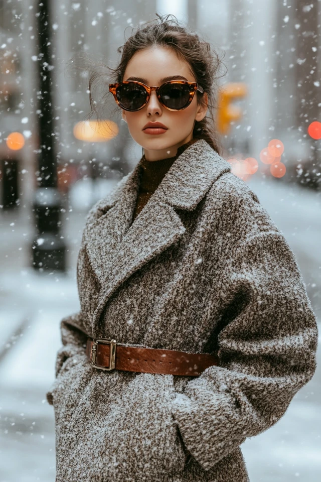 Statement Belts Over Oversized Coats for Winter Style