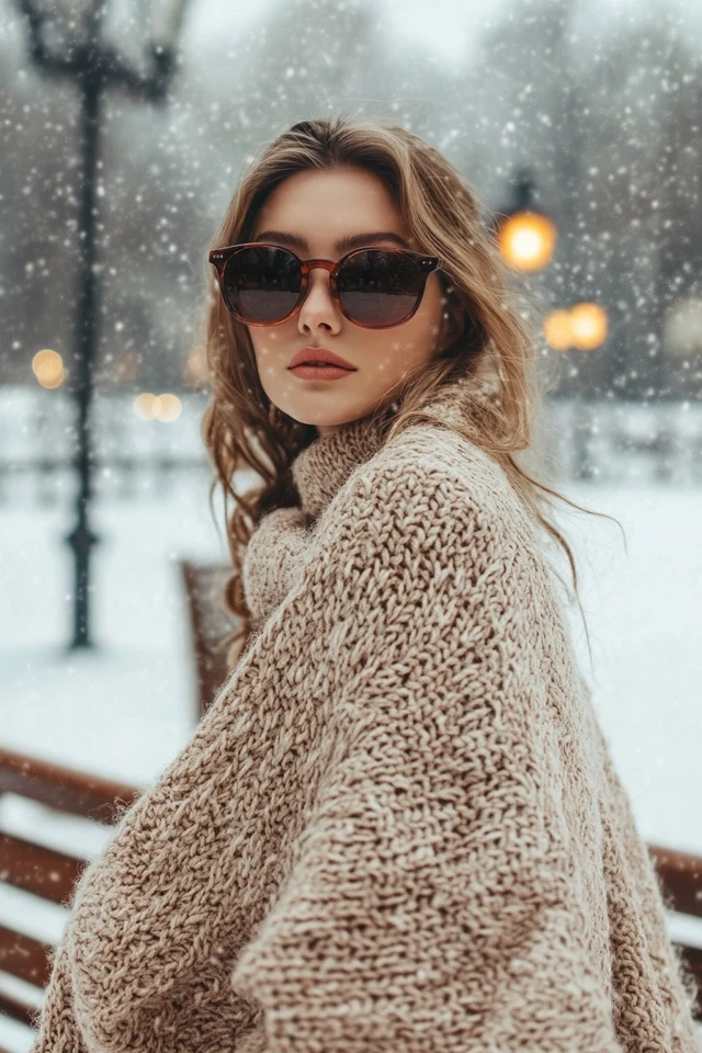 Oversized Knit Ponchos for Winter Cozy Looks