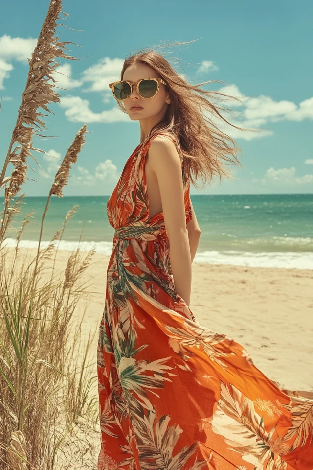 Flowy Wrap Dresses in Tropical Prints for Summer Getaways