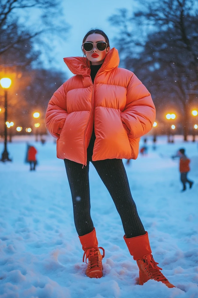 Oversized Puffer Jackets in Bright Hues for Winter Fun