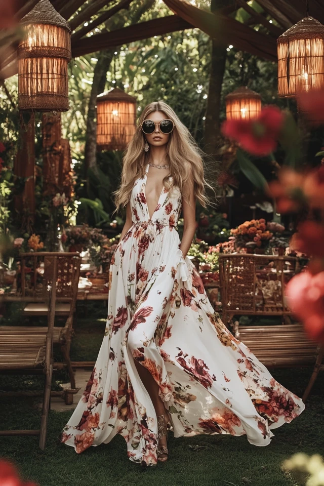 Chic Outdoor Wedding Attire with Floral Maxi Dresses: Graceful Elegance for Every Setting