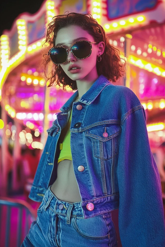 Fun County Fair Attire with Retro Denim Jackets: Nostalgic Style for Timeless Memories