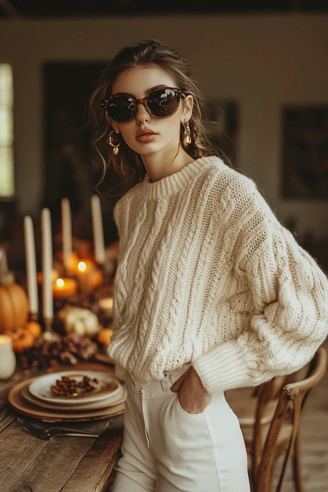 Cozy Thanksgiving Dinner Outfits with Warm Sweaters: Comfort Meets Seasonal Style