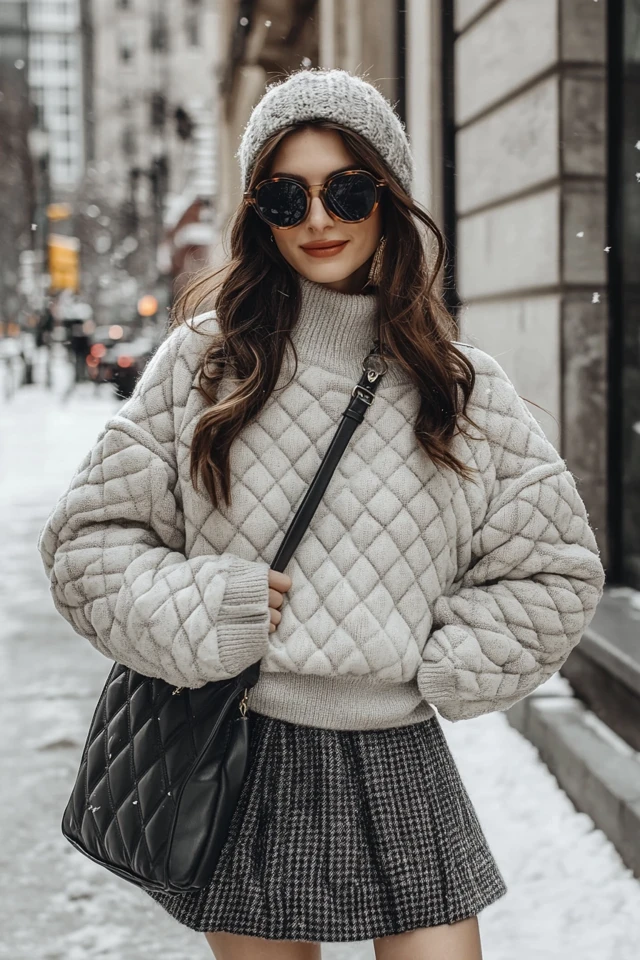 Quilted Skirts for Winter Street Style