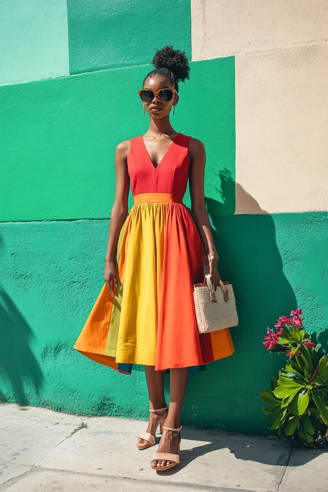 Color-Blocked Midi Dresses for Summer Fun