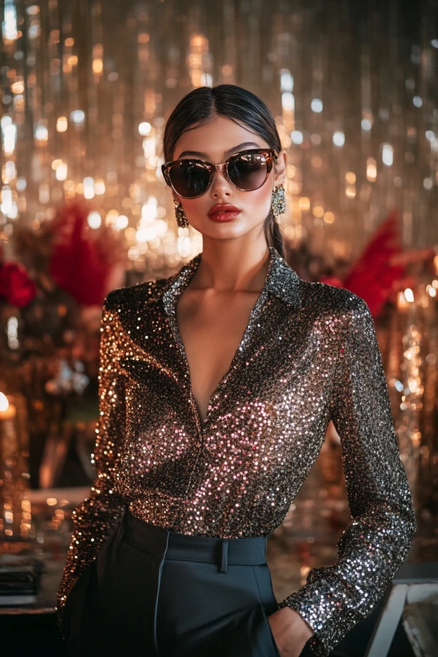 Shimmery Beaded Blouses for Winter Parties