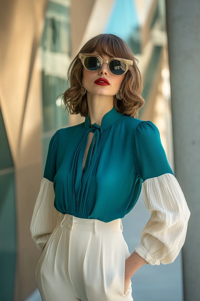 Teal and Off-White in Modern Work Blouses: Elevate Your Office Wardrobe