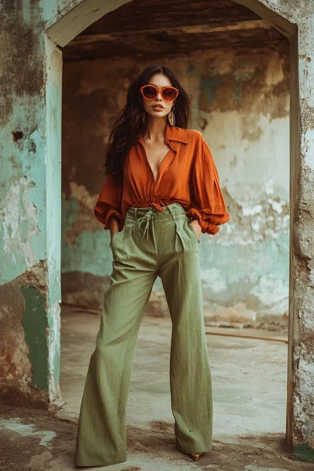 Rust and Sage Green Outfits for Earthy Looks