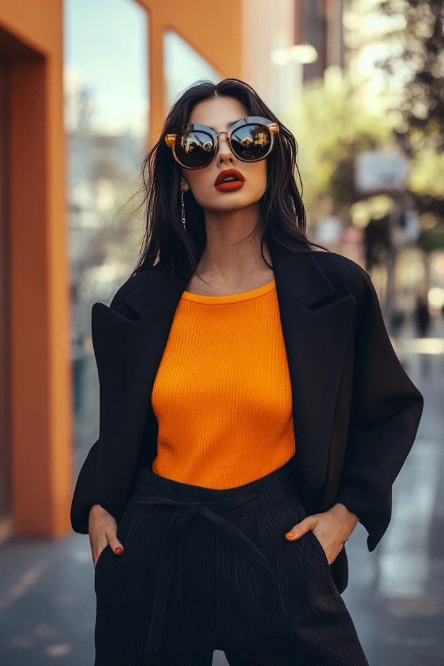 Bright Orange and Deep Charcoal in Eye-Catching Looks