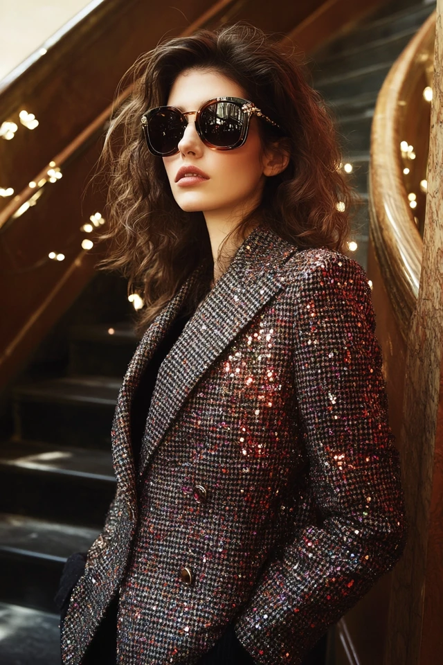 Tweed and Metallics Together for Festive Jackets