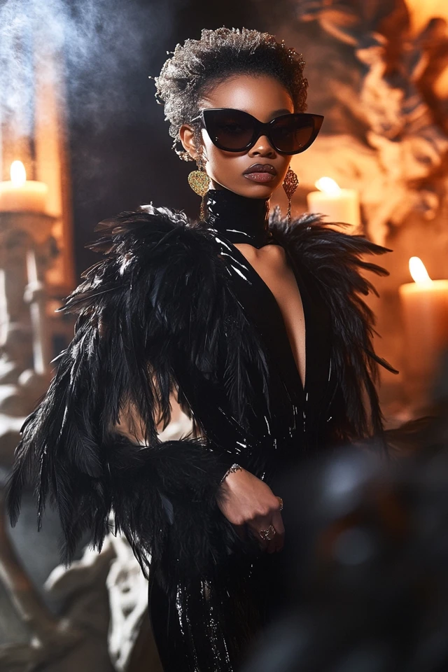 Mixing Satin and Feathers for Luxe Statement Pieces