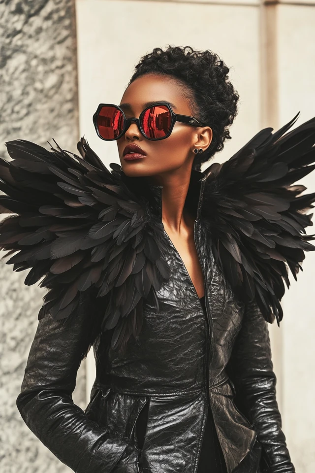 Pairing Leather and Feathers for Statement Jackets