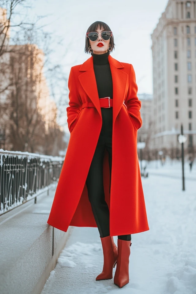 Long Wool Coats in Bright Colors for Winter Trends