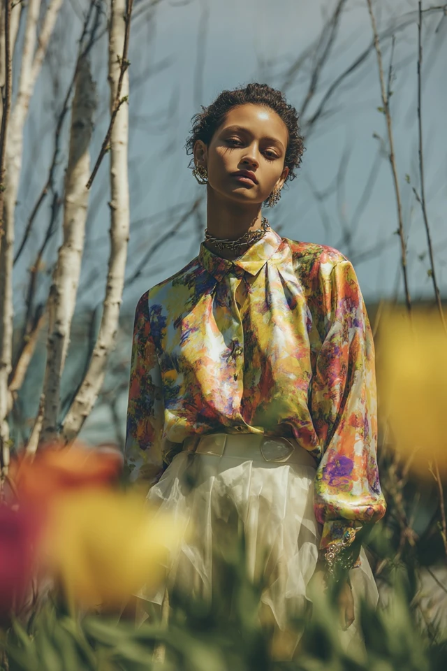 Spring Silk Blouse Occasionwear