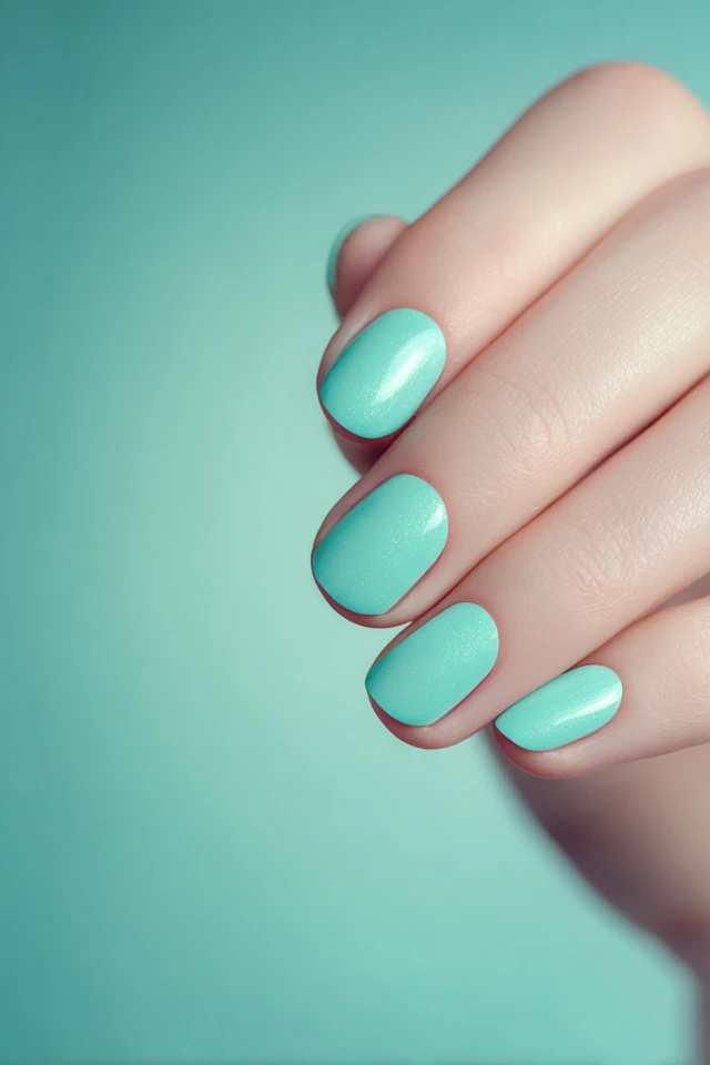 Teal Luster Manicure