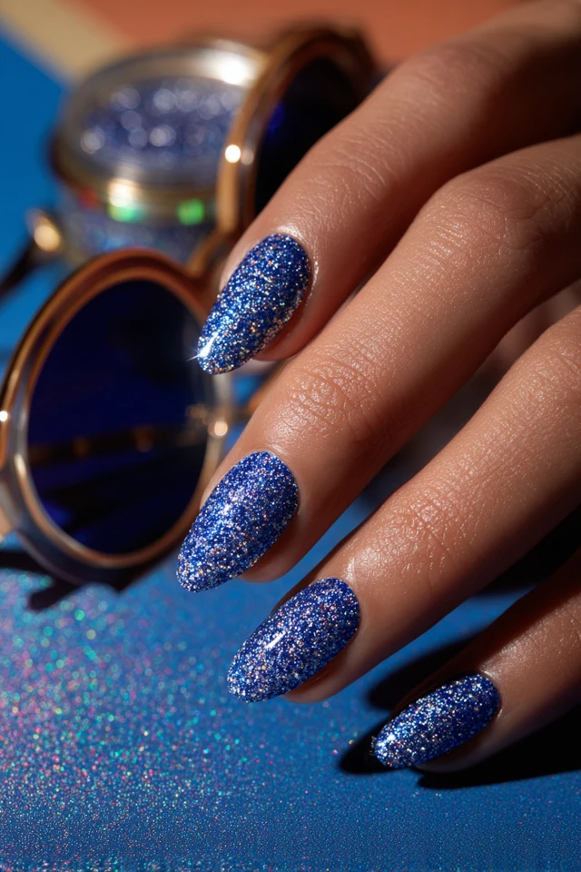 Sapphire Spark Aesthetic Nails
