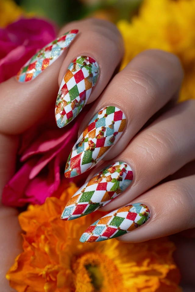 Harlequin Fun Design Nails