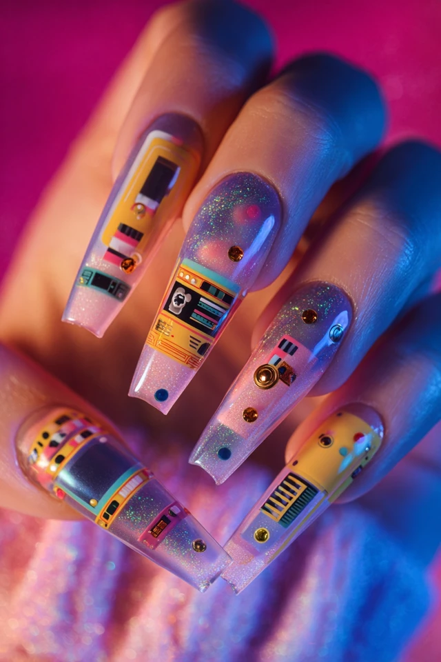 Electric Pop Look Nails