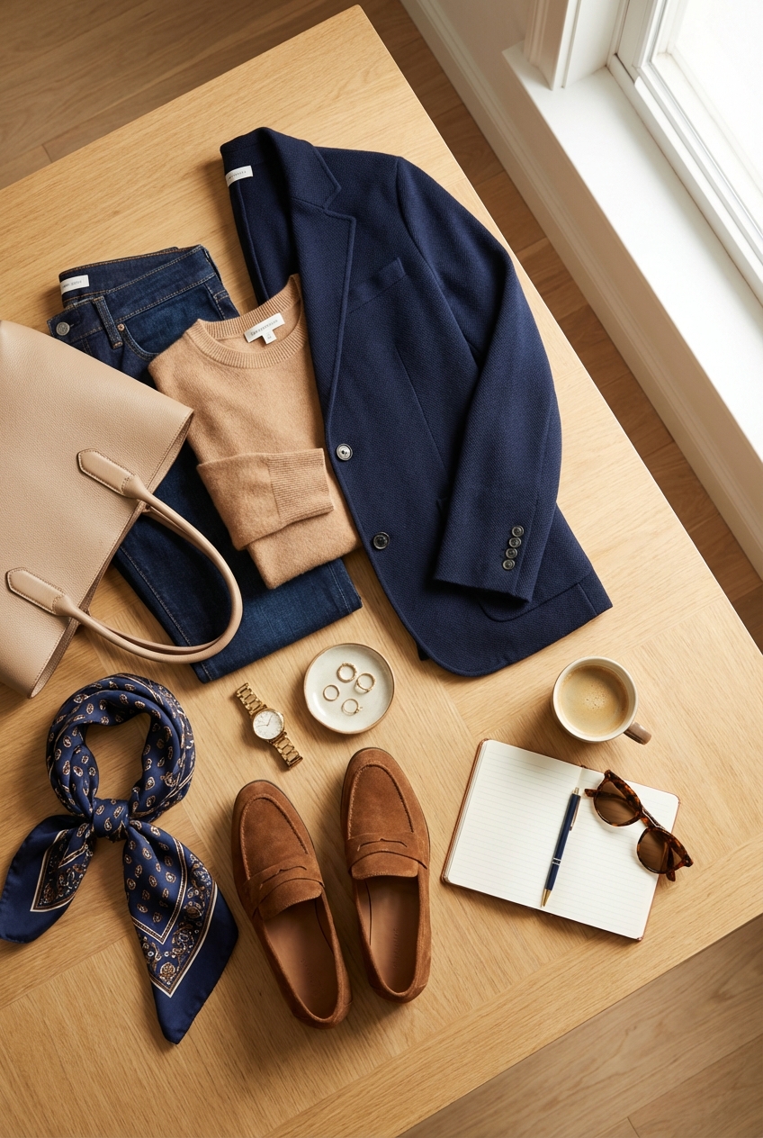Navy And Tan Outfit Ideas For A Polished Look