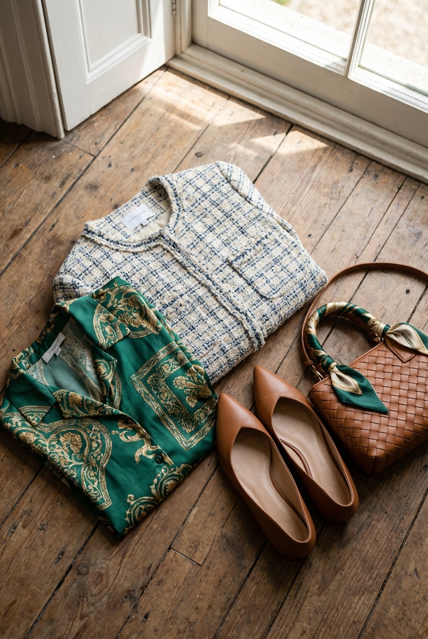 Chic Tweed And Silk Outfits For Polished Daywear